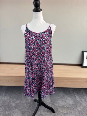 Sleeveless Floral Mini Dress in Pink & Navy - EUC